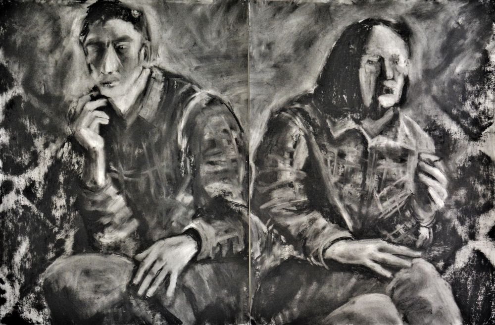 Ensemble, 2018, charcoal, 59×84 cm,