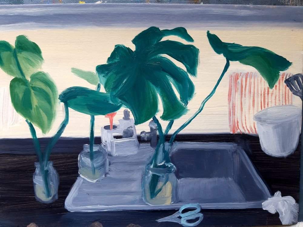 All asleep, oil painting, 2021, 21×30 cm