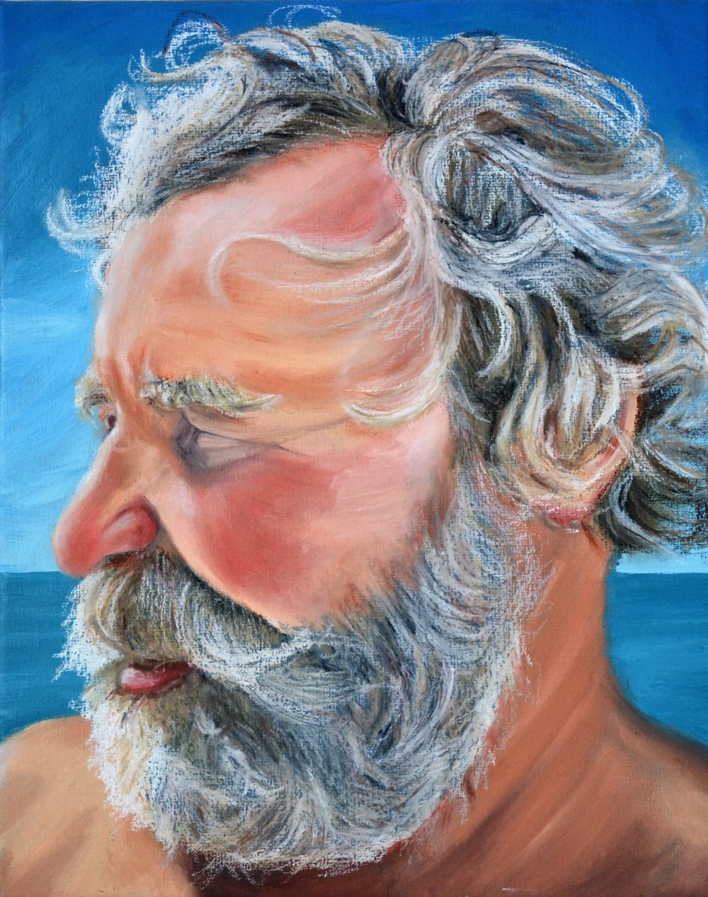 Sailor, 2019, oil painting and oil pastel, 50×40 cm