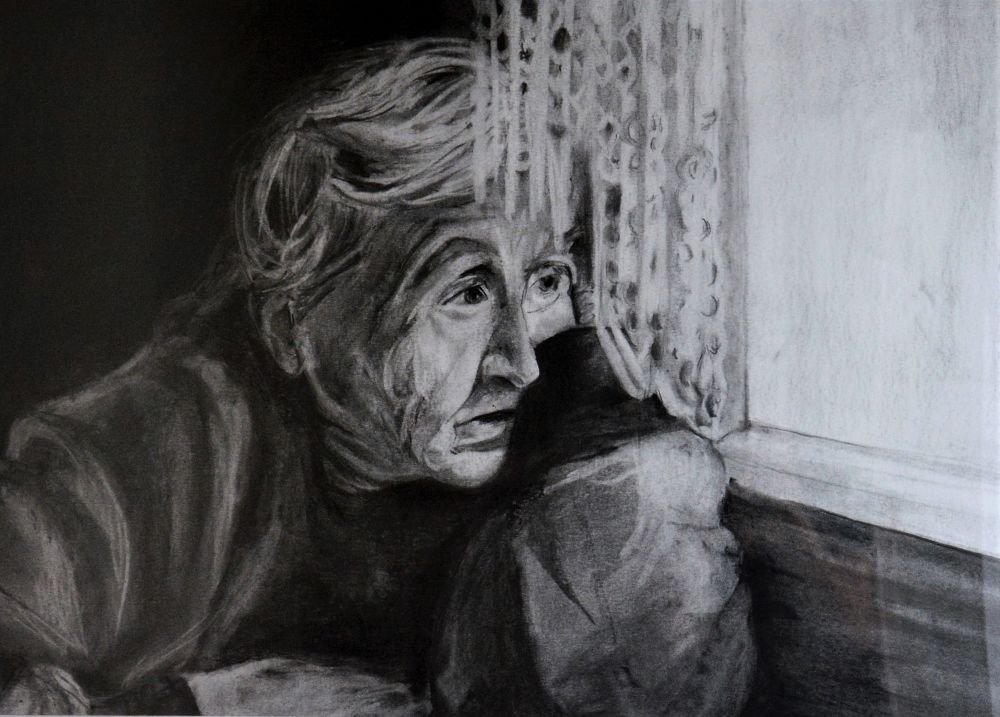 Wainting, 2018, charcoal, 48x68cm