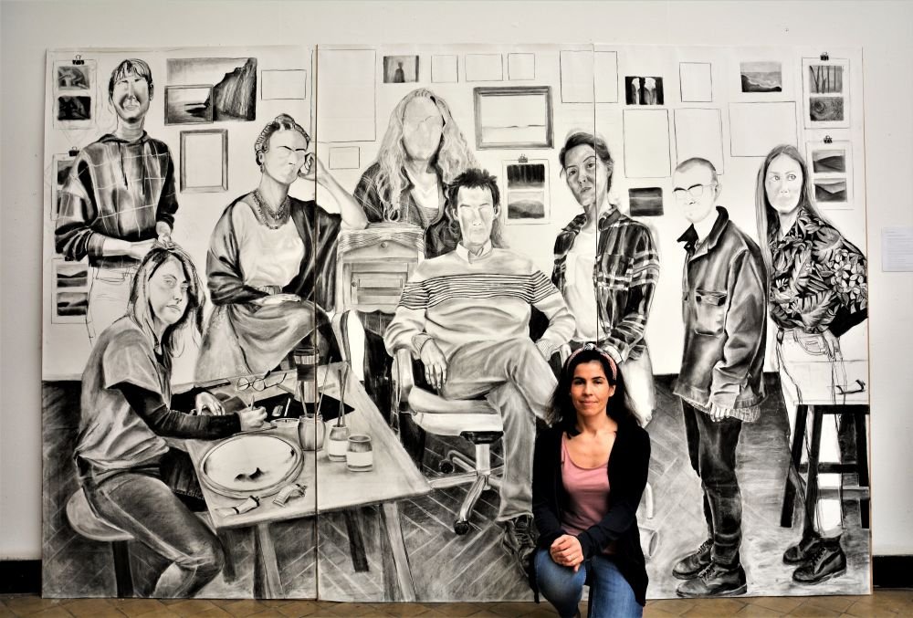 L´Atelier, 2019, charcoal, 245×370 cm