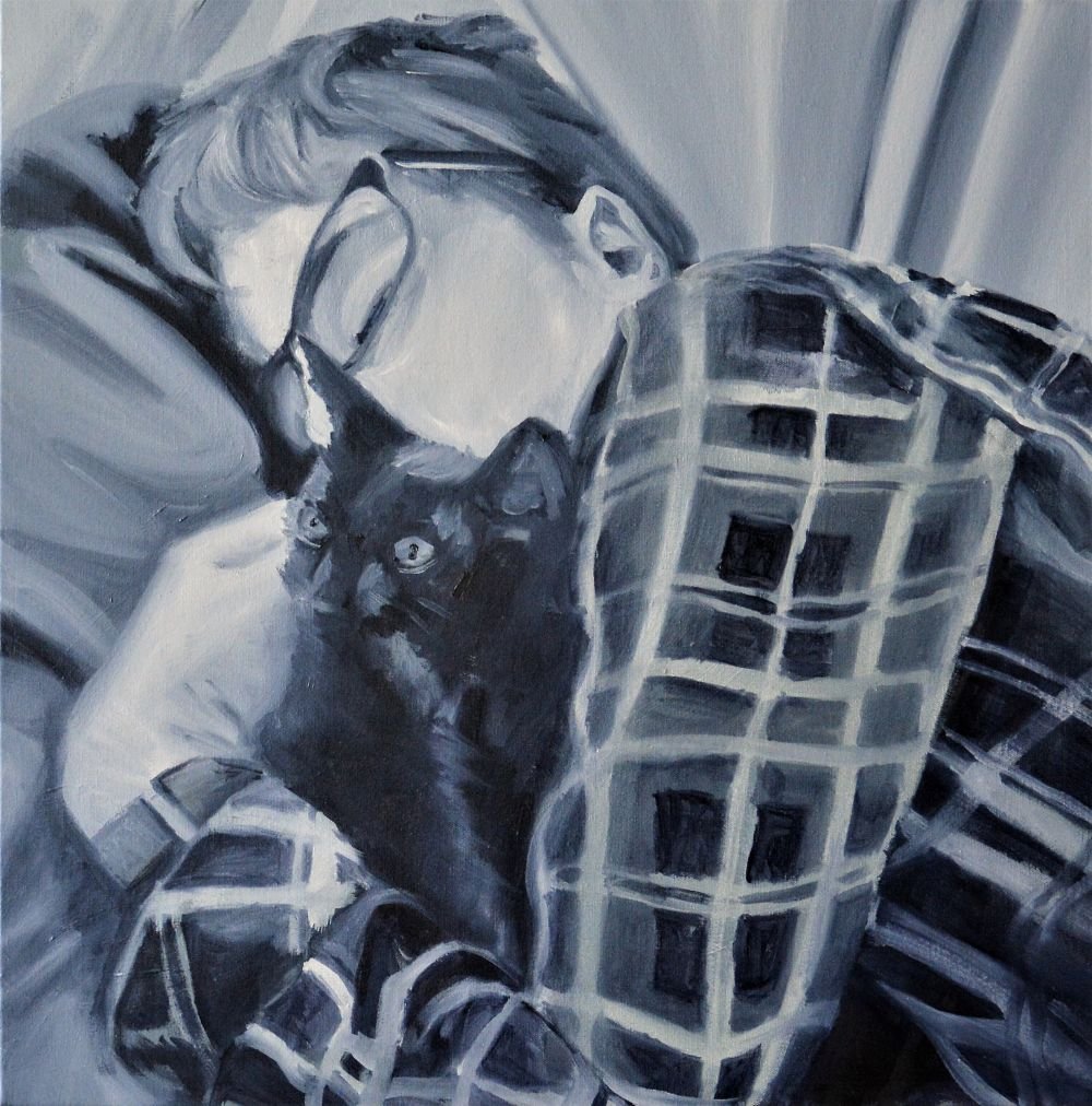 Asleep, 2022, oil painting, 50×50 cm