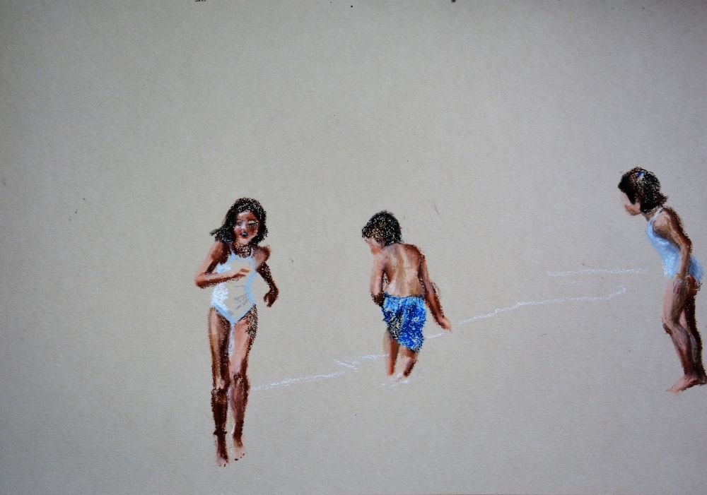 Beach III, 2020, oil pastel, 30×42 cm