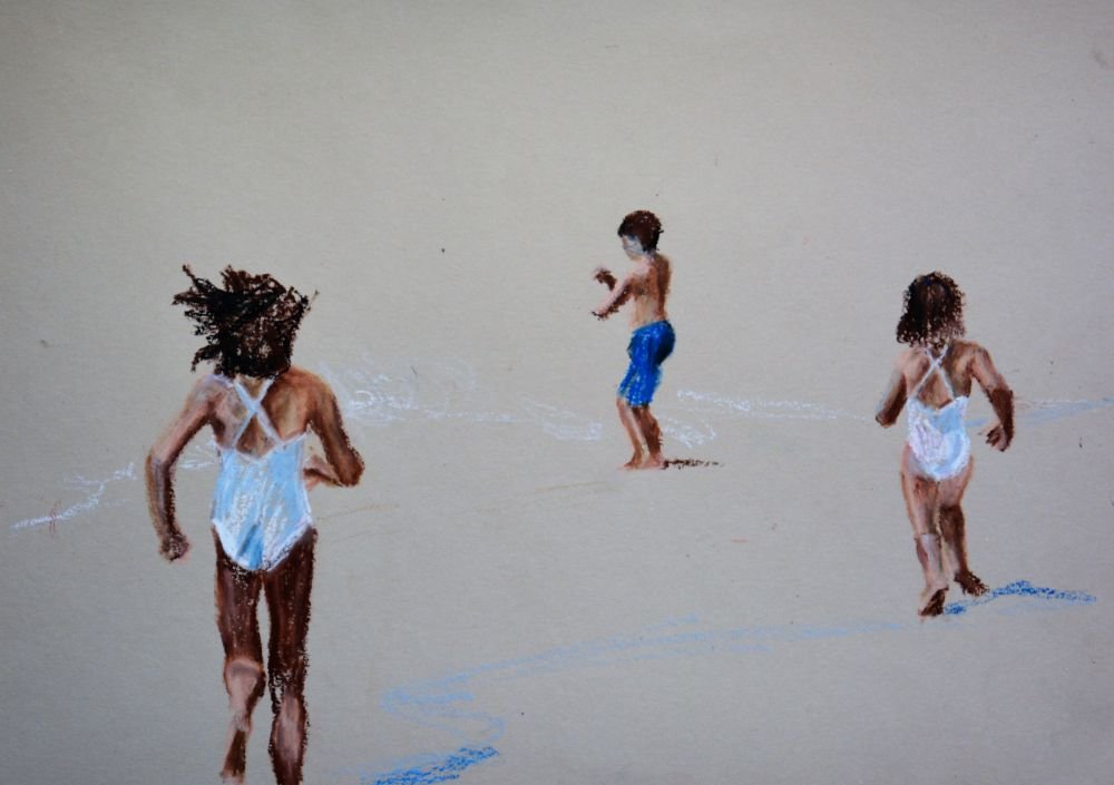 Beach V, 2020, oil pastel, 30×42 cm