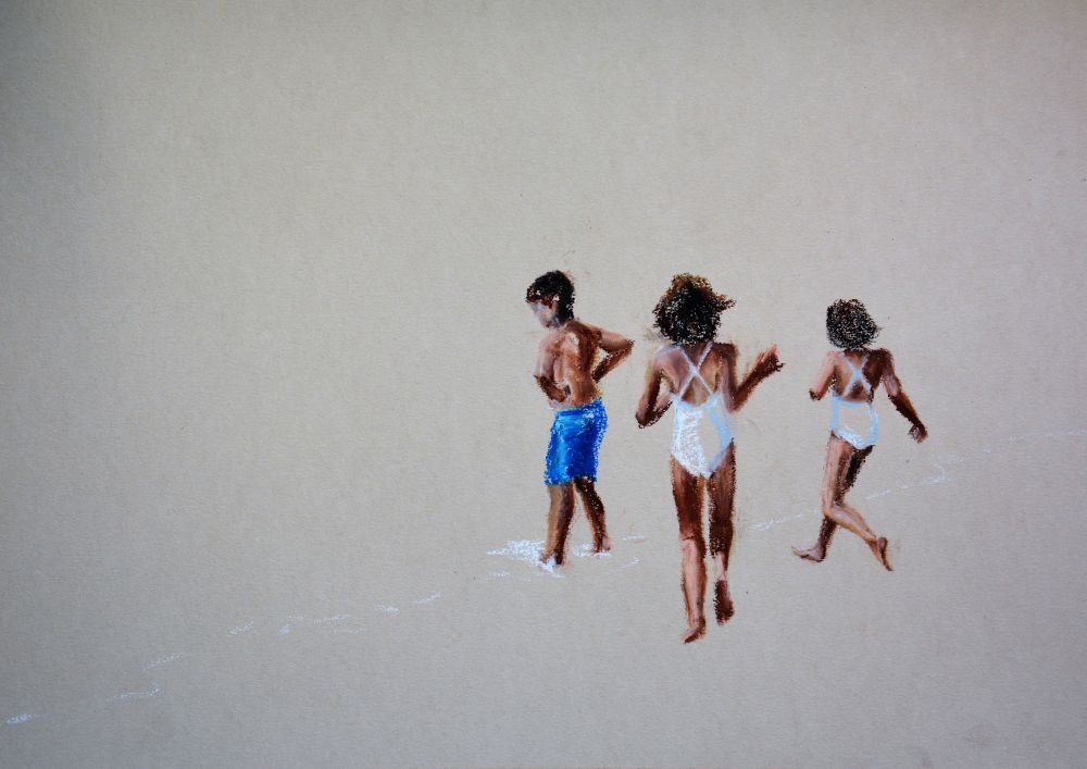Beach VI, 2020, oil pastel, 30×42 cm