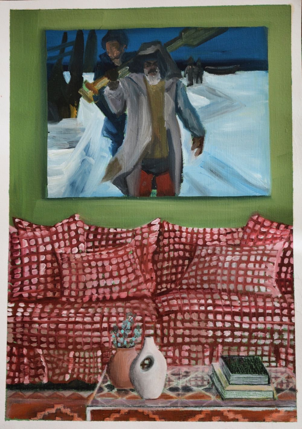 Stay here, 2024, oil painting on paper, 37×25 cm 120.00 Euros