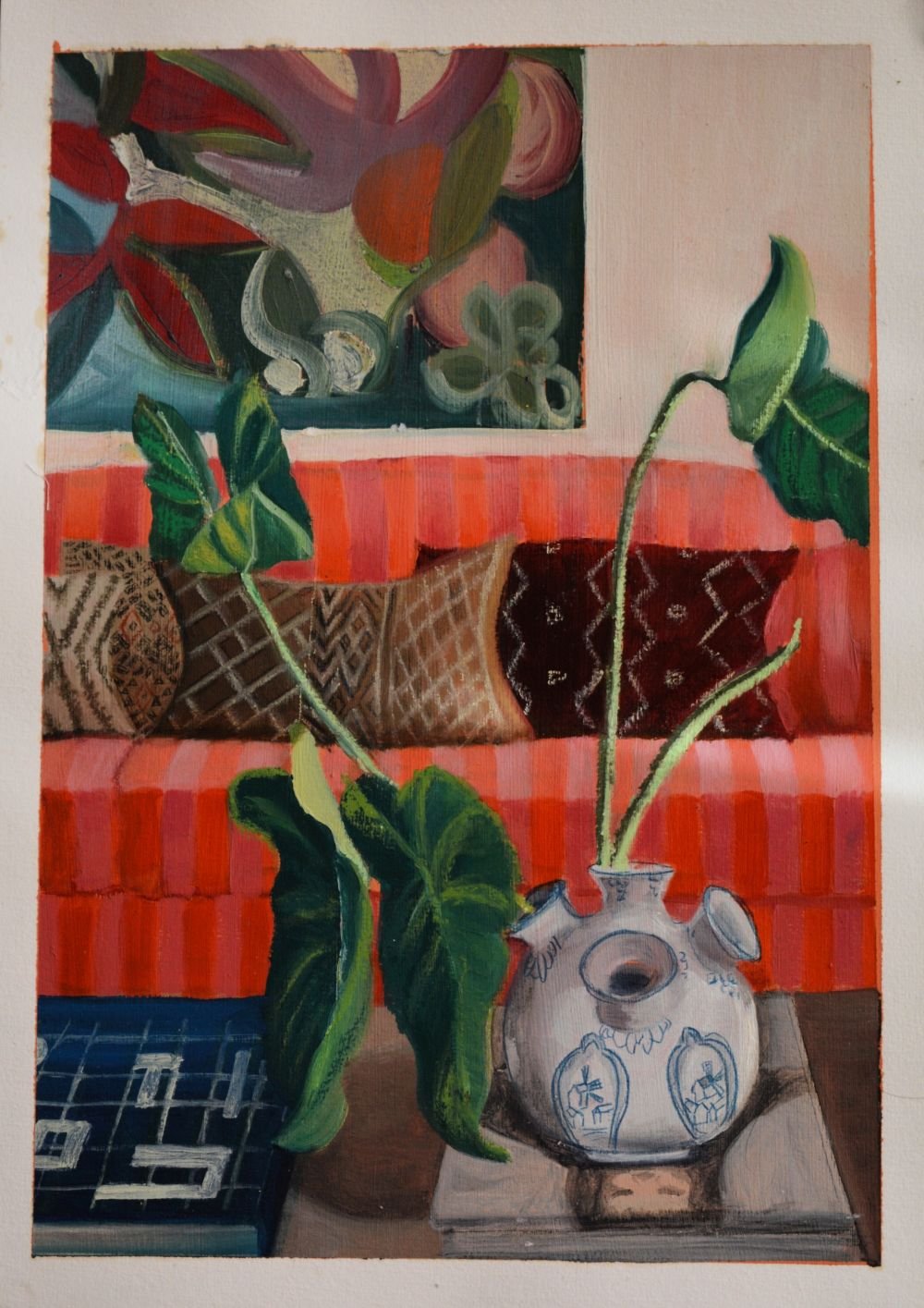 Patterned Living Room, 2024, oil painting on paper, 37×25 cm 120.00 Euros